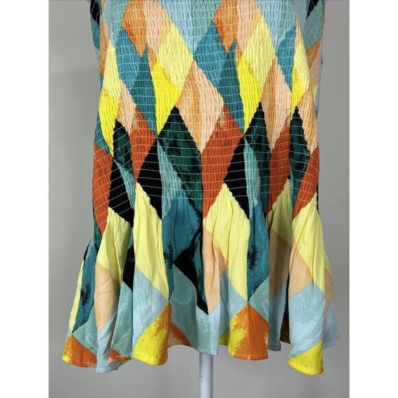 Torrid Peplum Crinkle Gauze Smocked Tank Top Multi Geo Plus Size 3X … - Picture 12 of 12